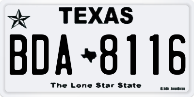TX license plate BDA8116