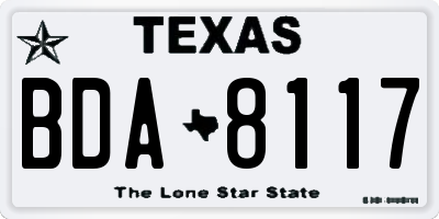 TX license plate BDA8117