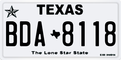 TX license plate BDA8118