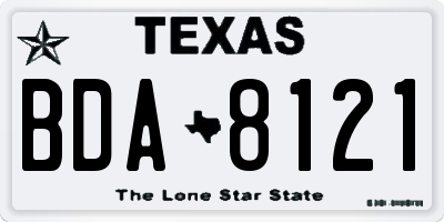 TX license plate BDA8121