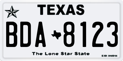 TX license plate BDA8123
