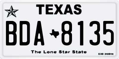 TX license plate BDA8135