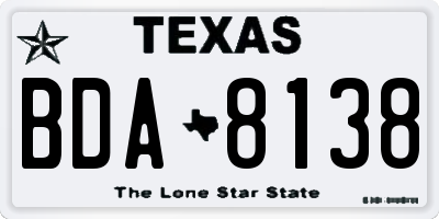 TX license plate BDA8138
