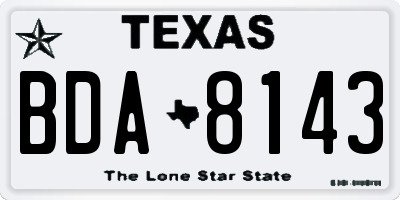 TX license plate BDA8143
