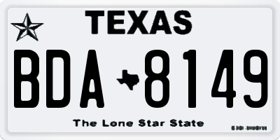 TX license plate BDA8149