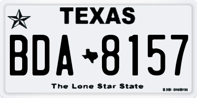 TX license plate BDA8157