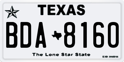 TX license plate BDA8160