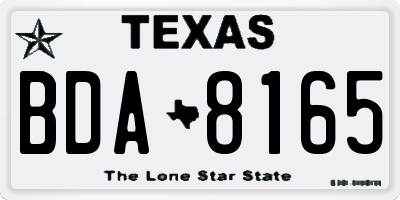 TX license plate BDA8165