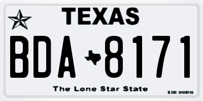 TX license plate BDA8171