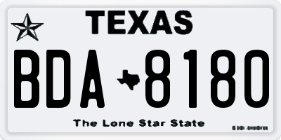 TX license plate BDA8180