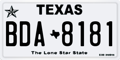 TX license plate BDA8181