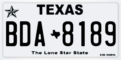 TX license plate BDA8189