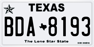 TX license plate BDA8193