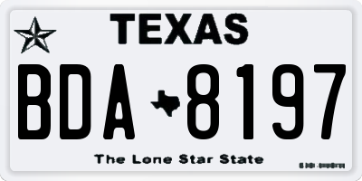 TX license plate BDA8197