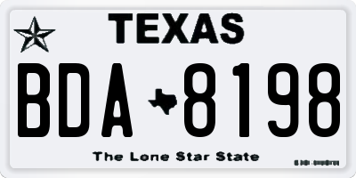 TX license plate BDA8198