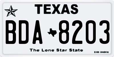 TX license plate BDA8203