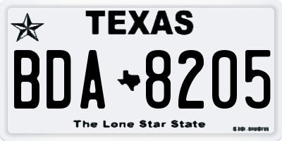 TX license plate BDA8205