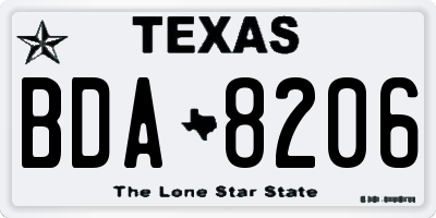 TX license plate BDA8206