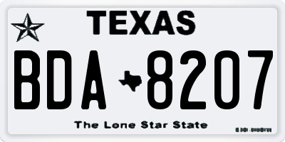 TX license plate BDA8207