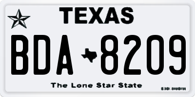 TX license plate BDA8209