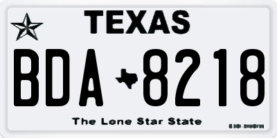 TX license plate BDA8218
