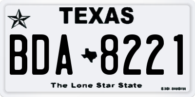TX license plate BDA8221