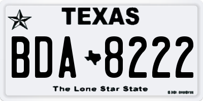 TX license plate BDA8222