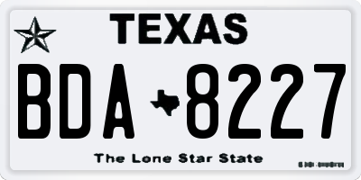 TX license plate BDA8227