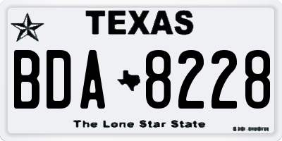 TX license plate BDA8228