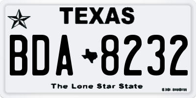TX license plate BDA8232