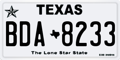 TX license plate BDA8233