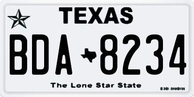 TX license plate BDA8234