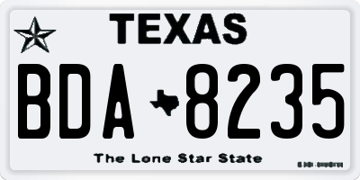 TX license plate BDA8235