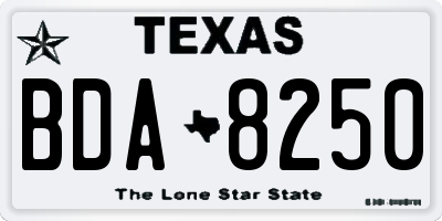 TX license plate BDA8250