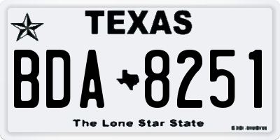 TX license plate BDA8251