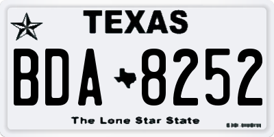 TX license plate BDA8252