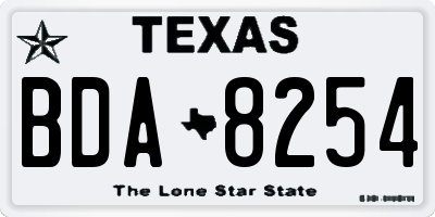 TX license plate BDA8254