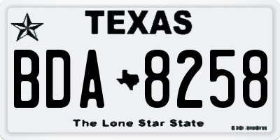 TX license plate BDA8258