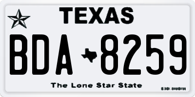 TX license plate BDA8259