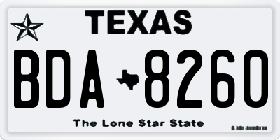 TX license plate BDA8260