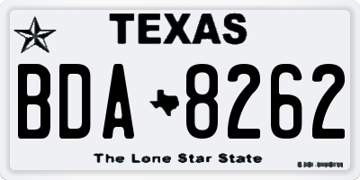 TX license plate BDA8262