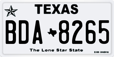 TX license plate BDA8265
