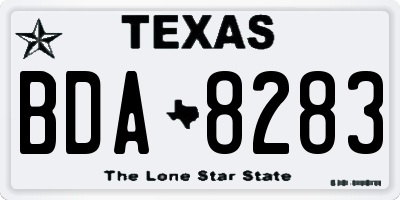 TX license plate BDA8283