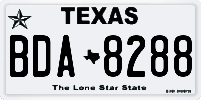 TX license plate BDA8288