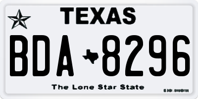 TX license plate BDA8296