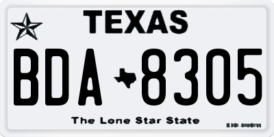 TX license plate BDA8305