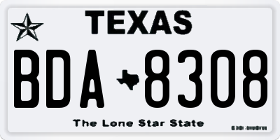 TX license plate BDA8308
