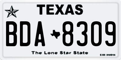 TX license plate BDA8309