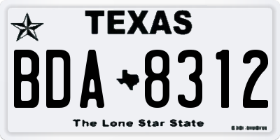 TX license plate BDA8312