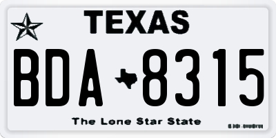 TX license plate BDA8315